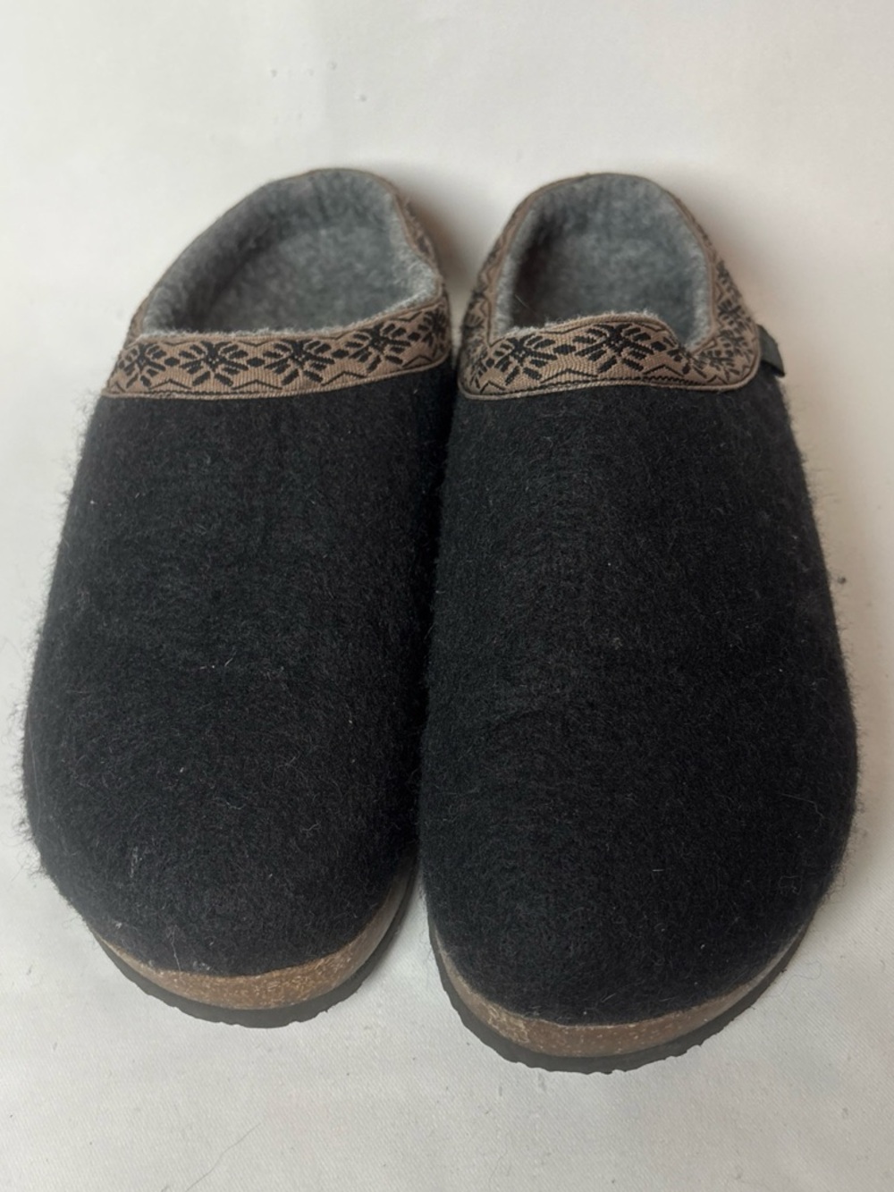 L.L.Bean Wool Slipper Clog Women's 9 Black Slip On Cork Sole - Picture 3 of 9